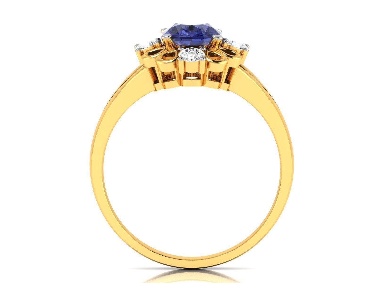 ring-4044 oval sapphire and diamond ring 3D print model_2