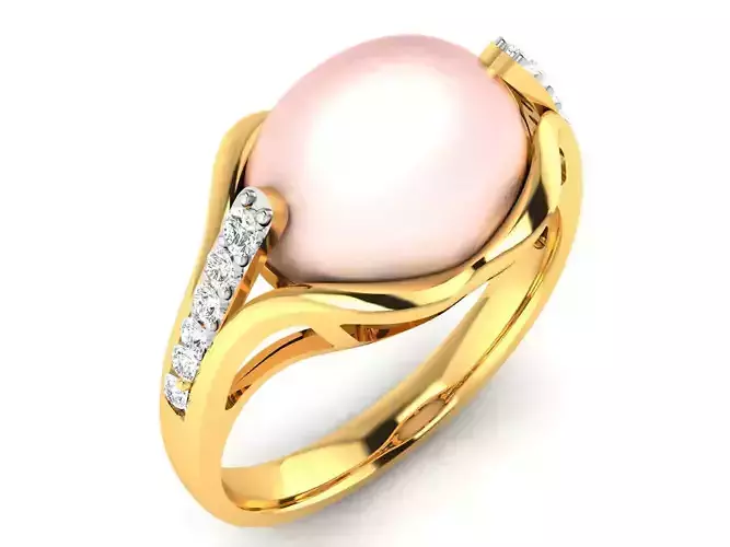 ring-4031 pearl and diamond ring gold