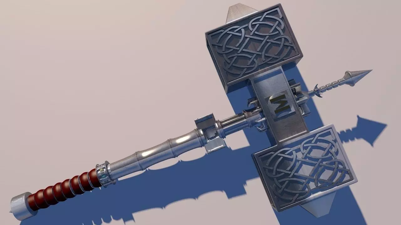 hammer sword with metal handle 3D model_0