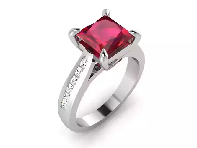 ring-3824 engagement ring with ruby stone