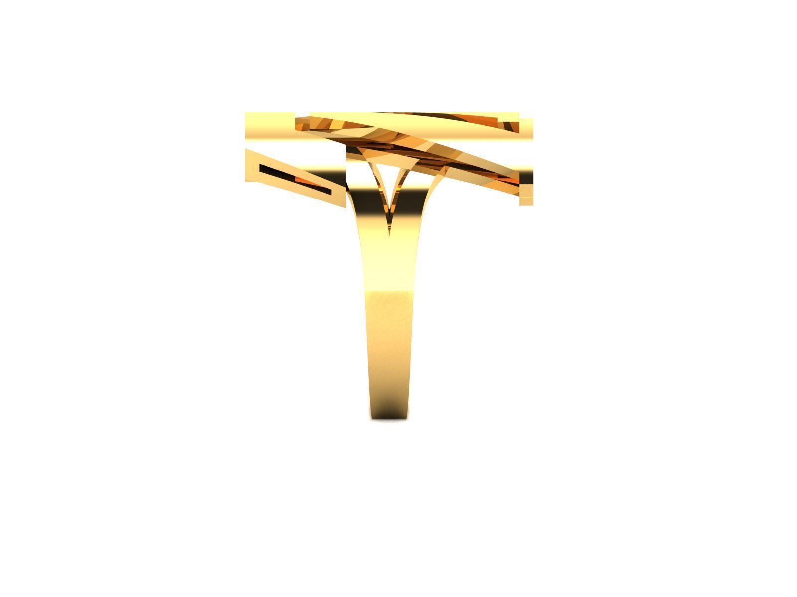 ring-3756 gold ring with letter v 3D print model_6