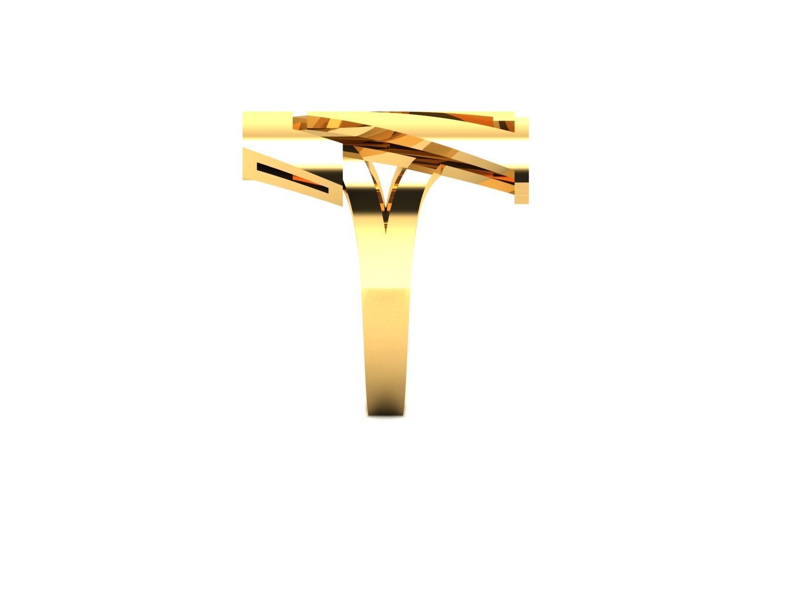 ring-3756 gold ring with letter v 3D print model_7