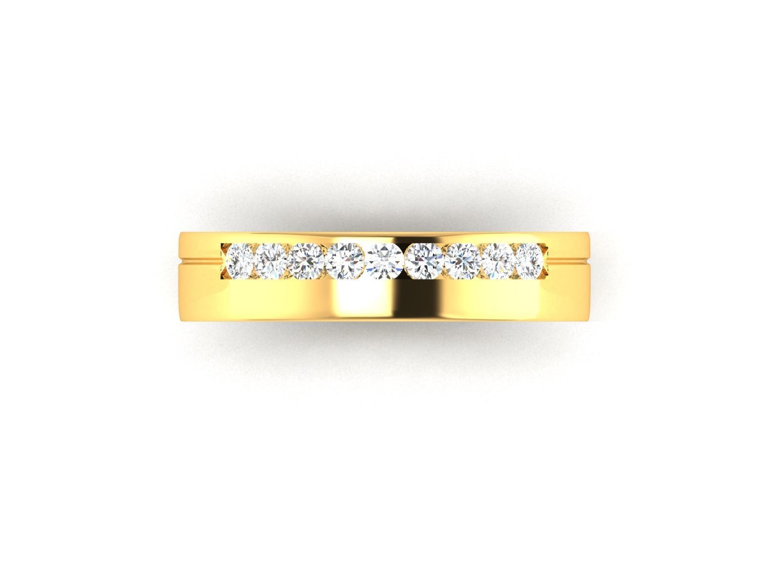 ring-3739 gold wedding band with diamonds 3D print model_2