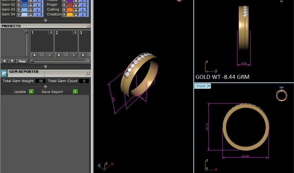 ring-3739 gold wedding band with diamonds 3D print model_7