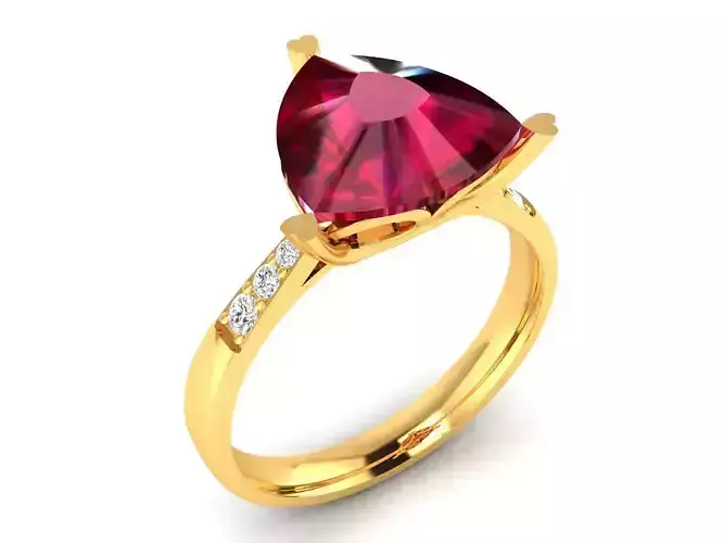 ring-3698 engagement ring with ruby stone and diamonds