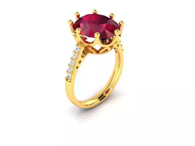 ring-3681 oval ruby and diamond ring gold