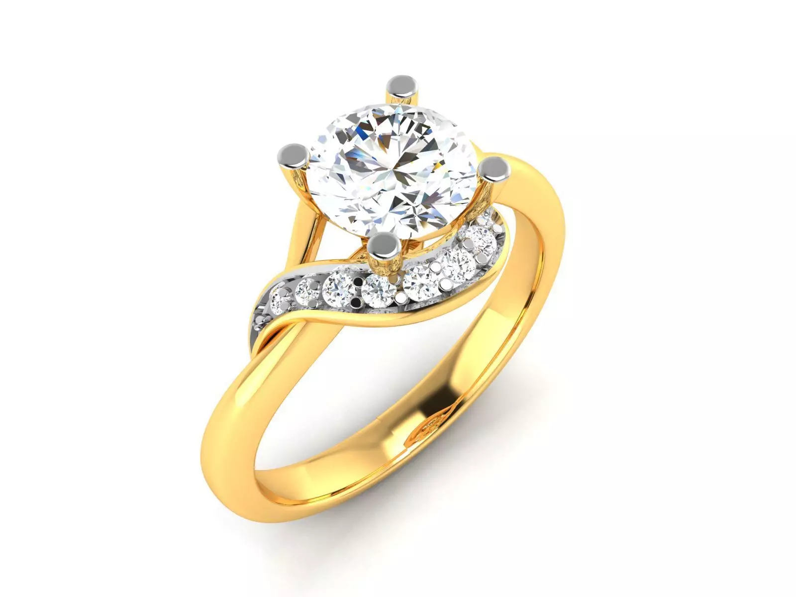 ring-3552 diamond engagement ring gold 3D print model_0