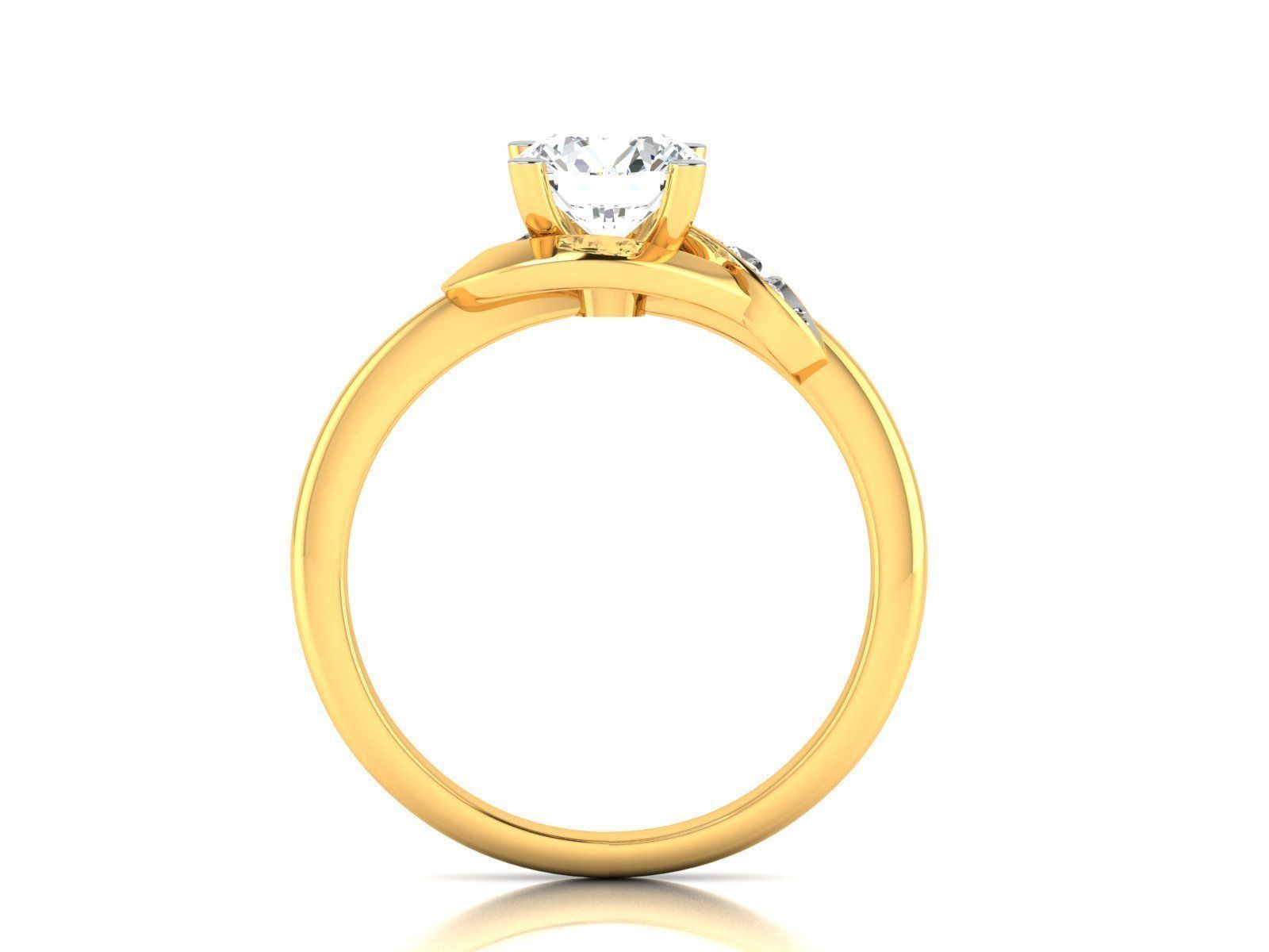 ring-3552 diamond engagement ring gold 3D print model_2