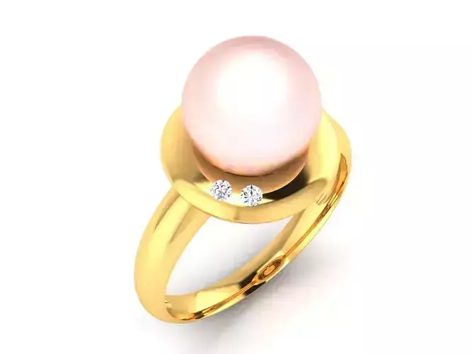 ring-3519 oval pearl ring gold