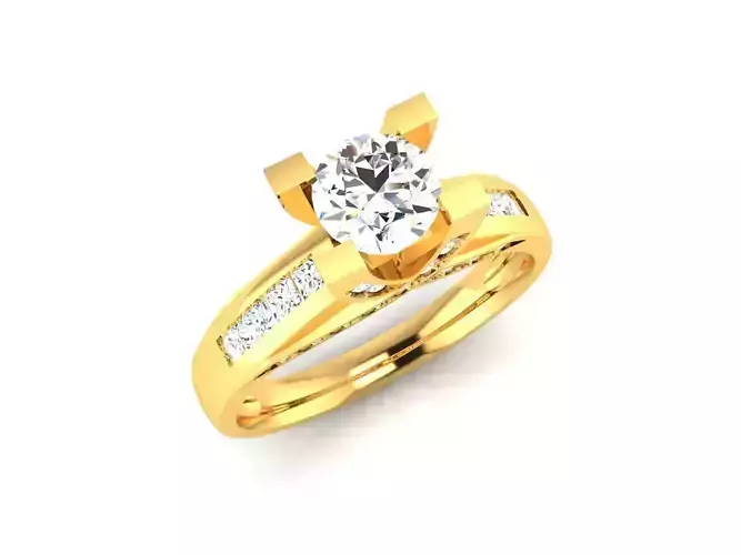ring-3515 diamond engagement ring gold 3D print model