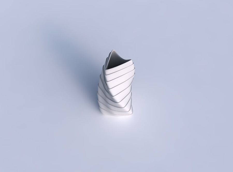 Vase twist curved tipping triangle 2 with horizontal layers 3D print model_1