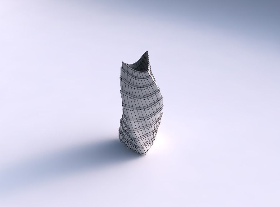 Vase twist curved tipping triangle 2 with horizontal layers 3D print model_5