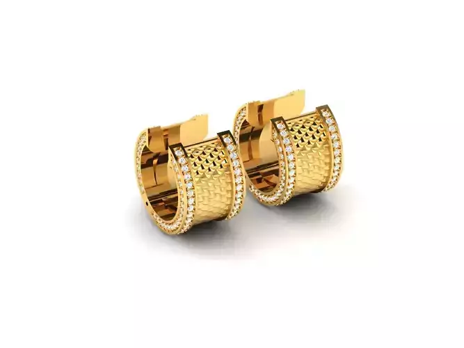 earrings-8207 two gold hoop earrings with diamonds