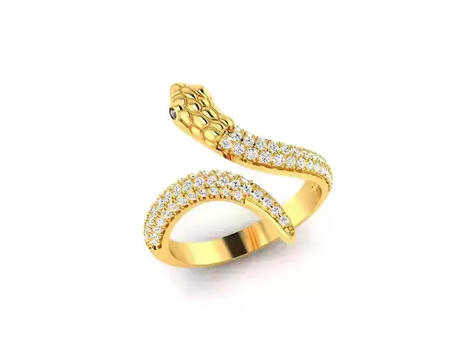 ring-8203 gold snake ring with diamonds