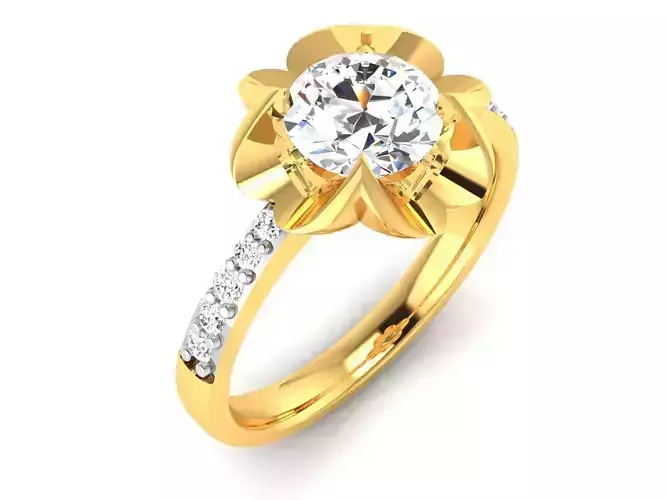 ring-8167 solitaire diamond ring gold