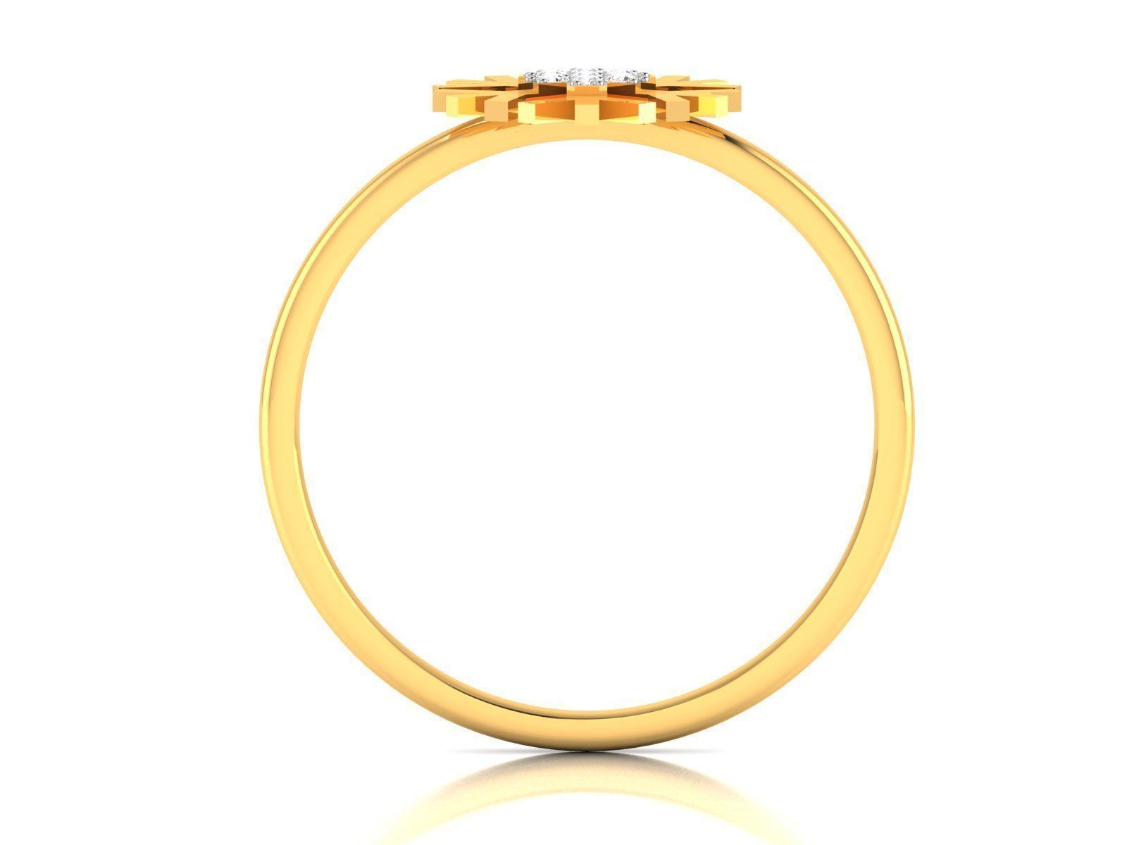 ring-8164 gold snowflake ring with diamonds 3D print model_2