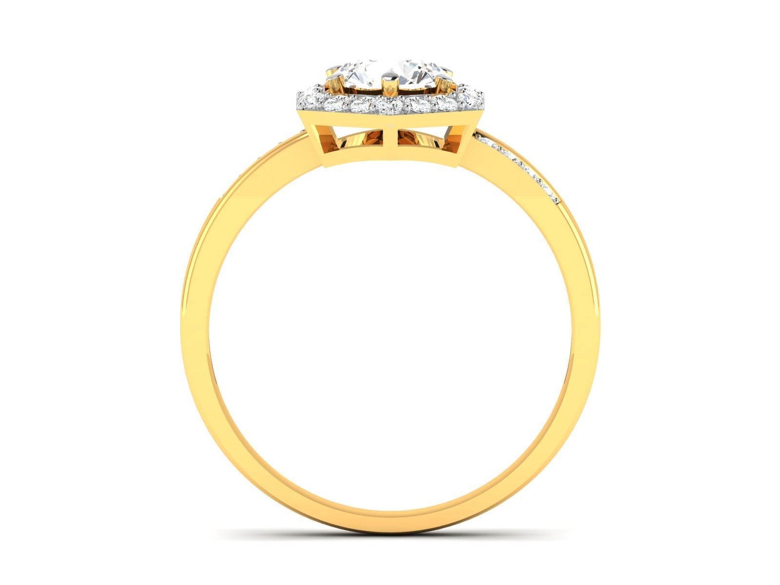ring-8135 octagonal diamond engagement ring gold 3D print model_3