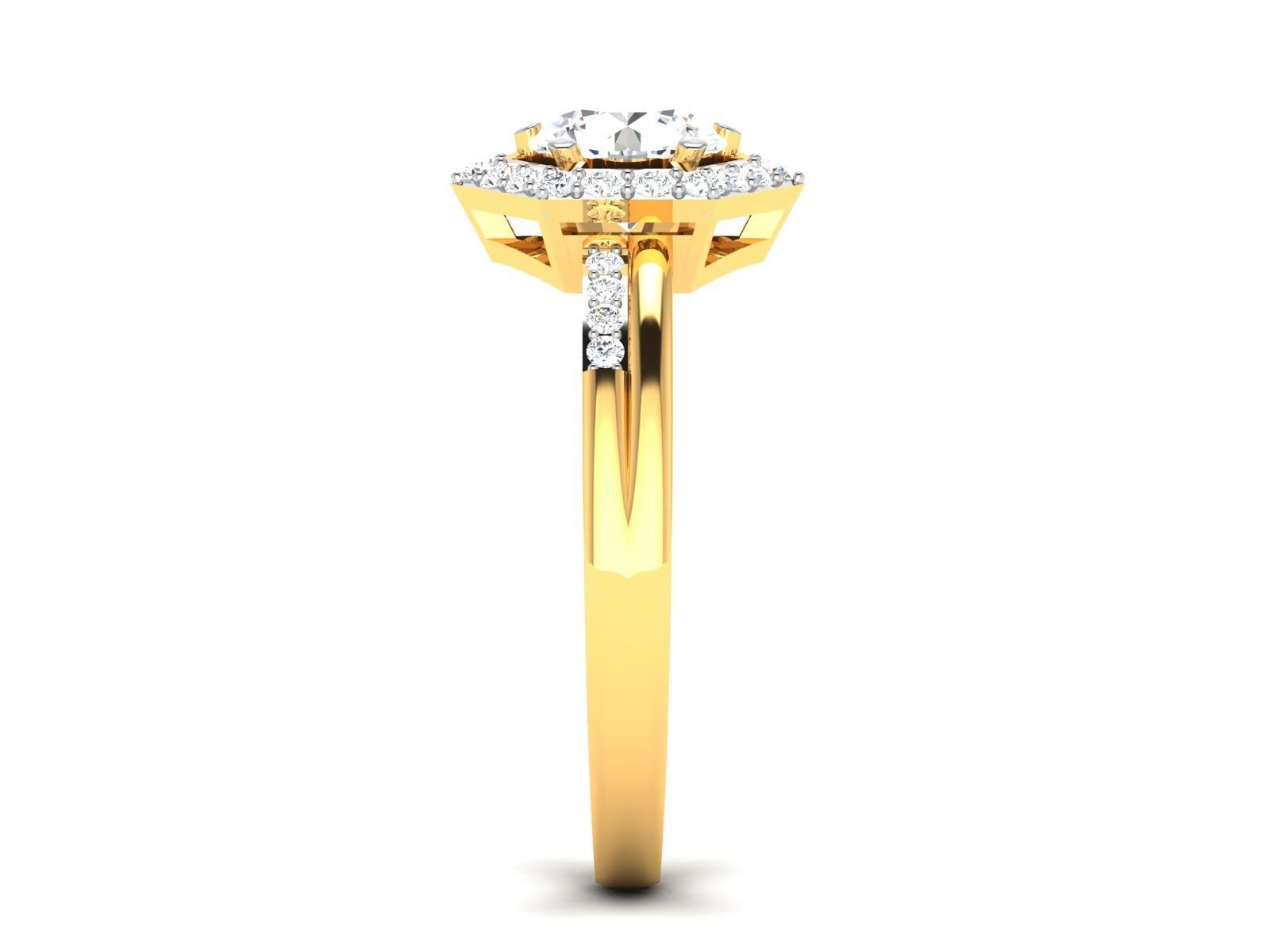 ring-8135 octagonal diamond engagement ring gold 3D print model_6