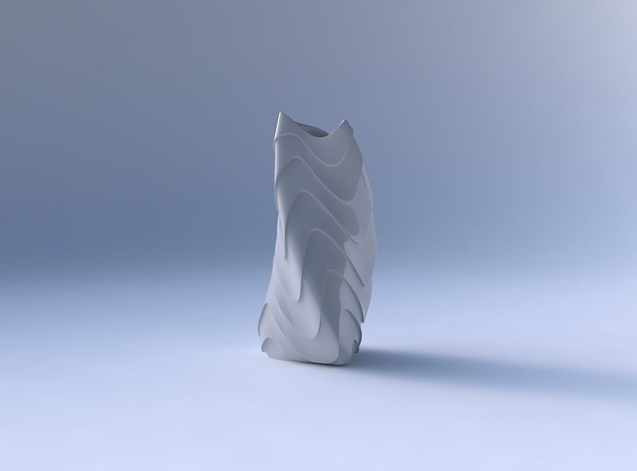 Vase twist curved tipping triangle 2 with horizontal wavy inv... 3D print model_4