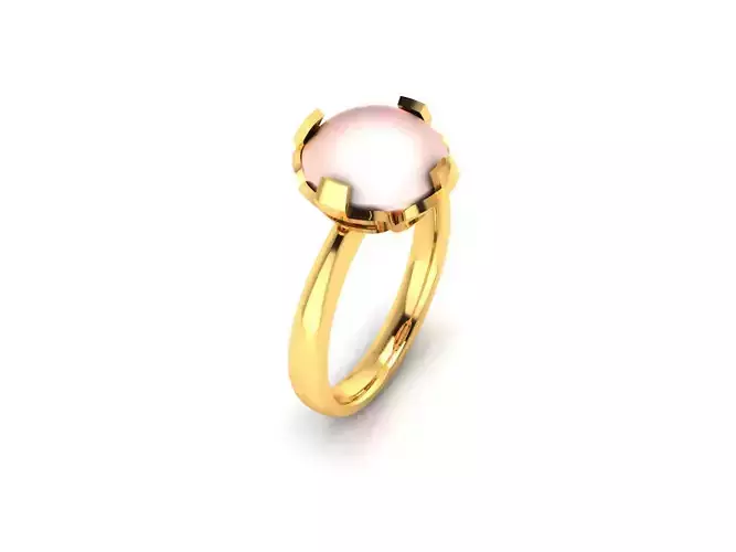 ring-7834 rose quartz ring gold