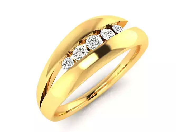 ring-7611 gold diamond ring with three stones