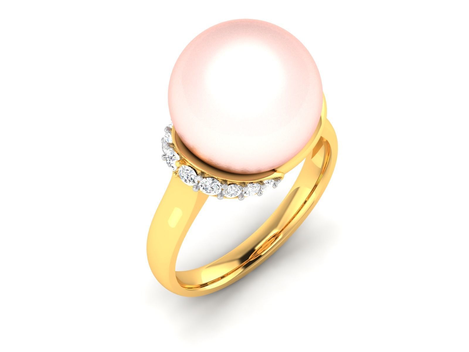 ring-7588 oval pearl ring gold 3D print model_1