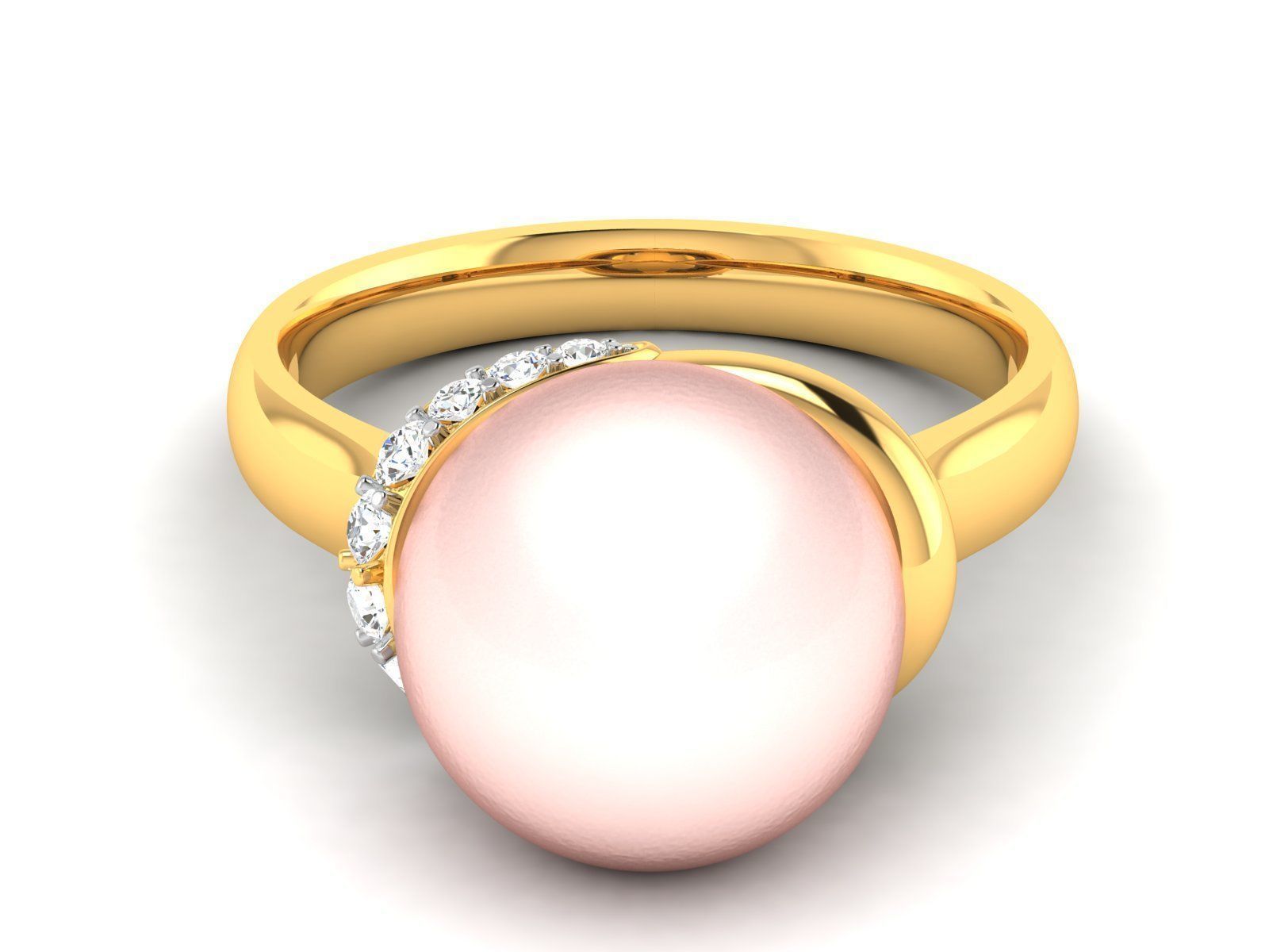 ring-7588 oval pearl ring gold 3D print model_7