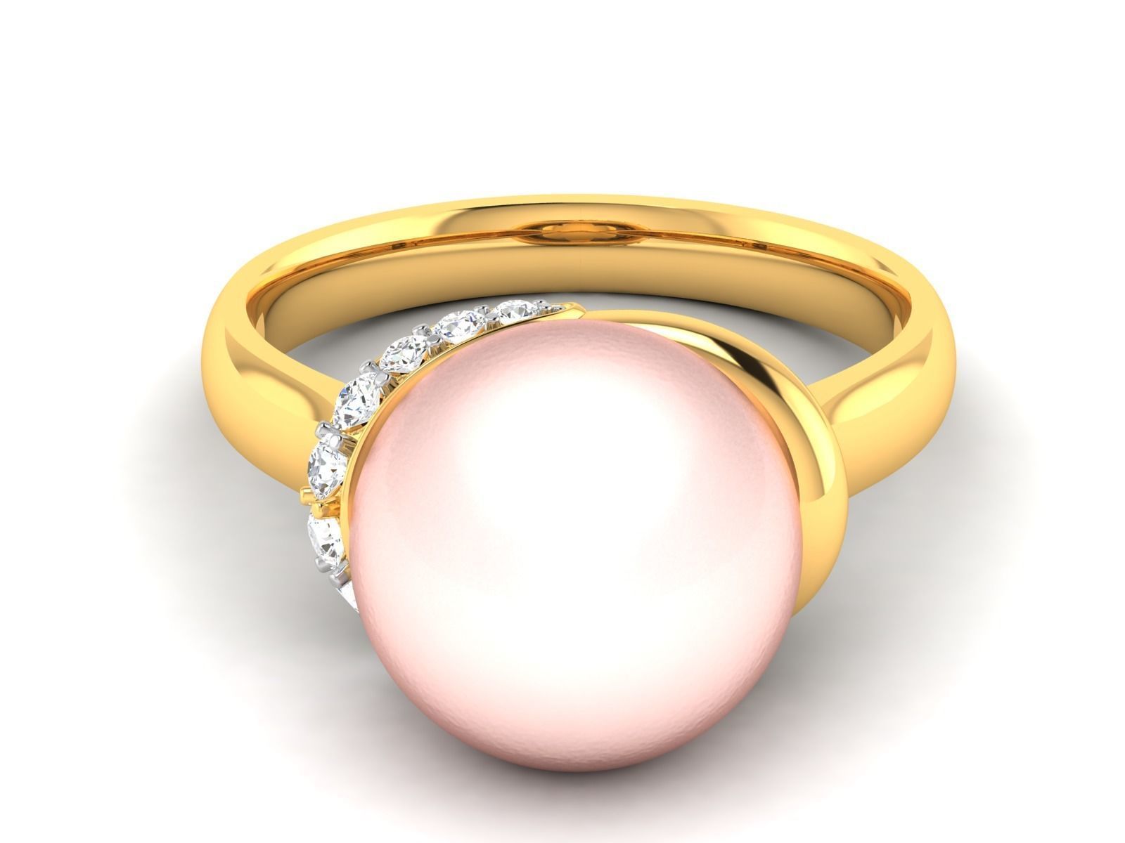 ring-7588 oval pearl ring gold 3D print model_8