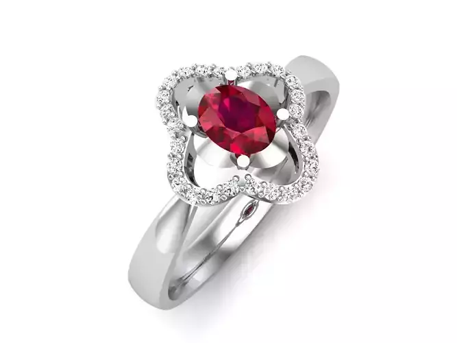 ring-7537 engagement ring with ruby stone and diamonds
