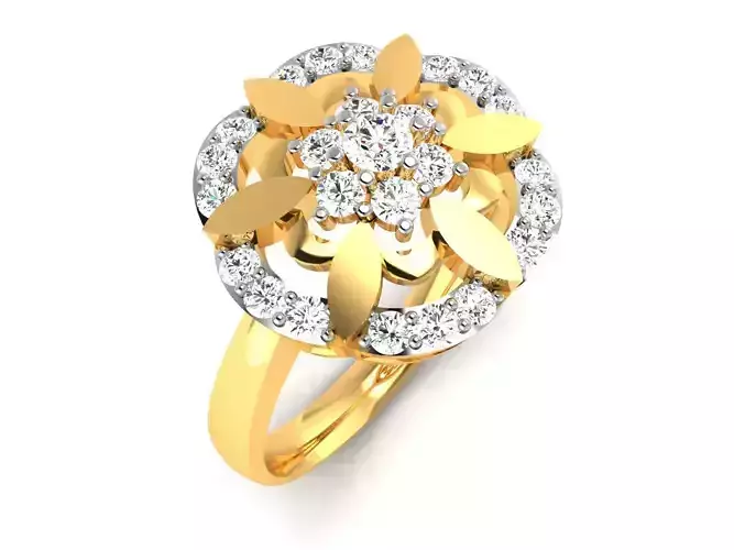 ring-7524 diamond cluster ring gold