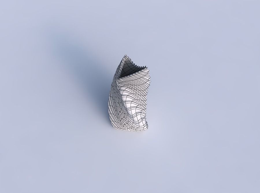 Vase twist curved tipping triangle 2 with wavy extruded lines 2 3D print model_6