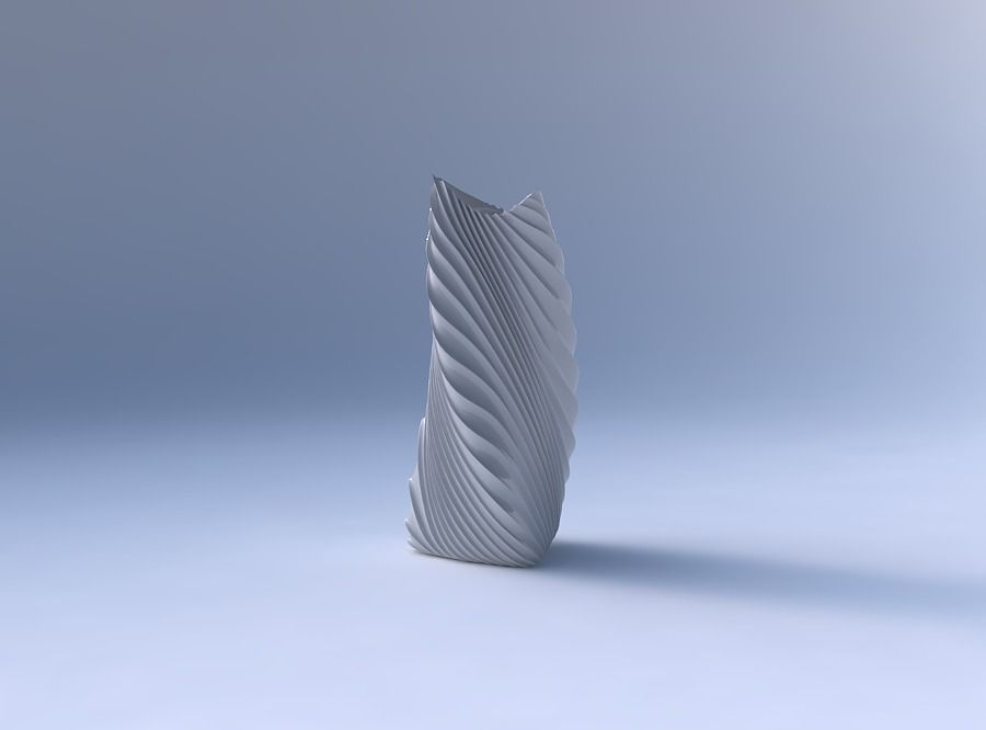 Vase twist curved tipping triangle 2 with wavy extruded lines 2 3D print model_4