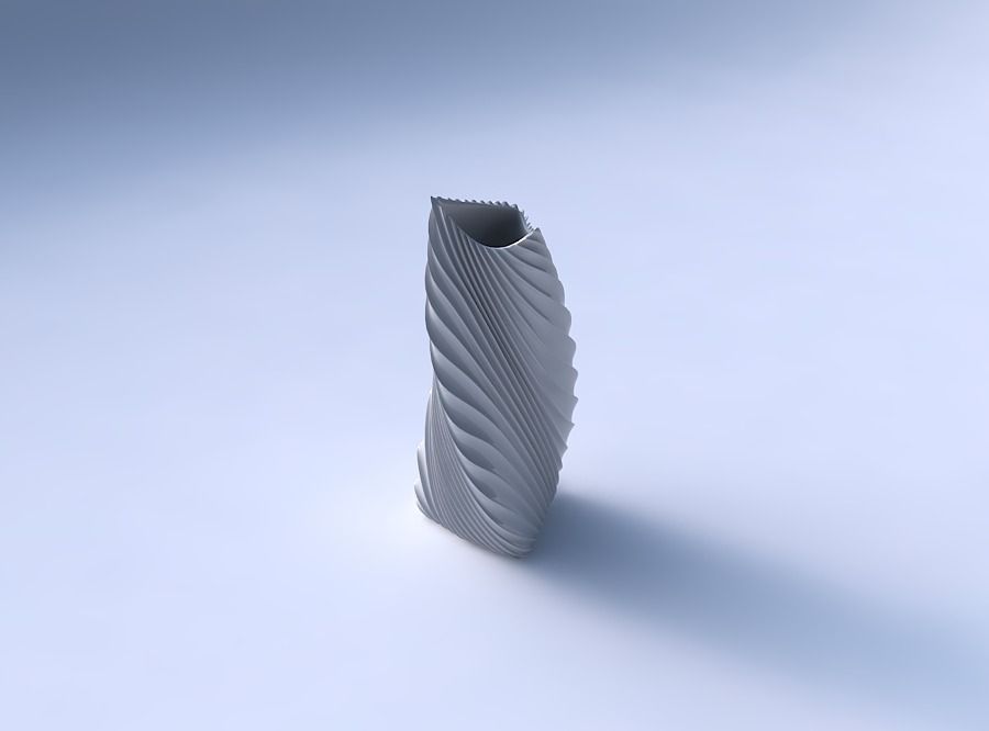 Vase twist curved tipping triangle 2 with wavy extruded lines 2 3D print model_3