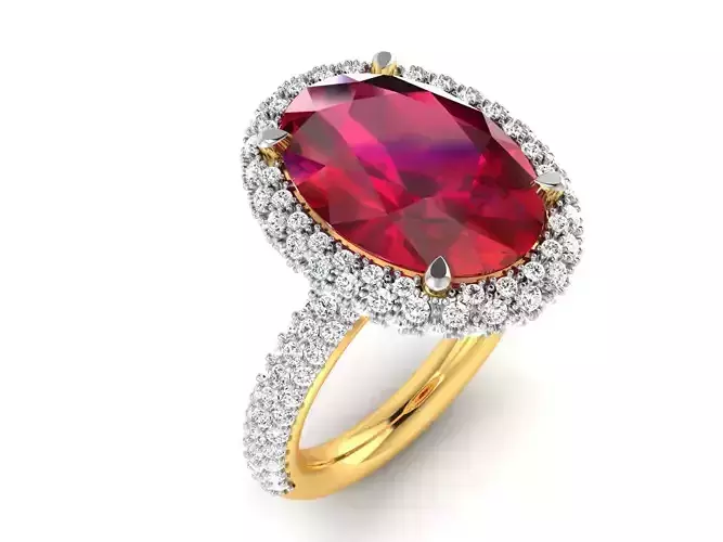 ring-7451 oval ruby and diamond ring