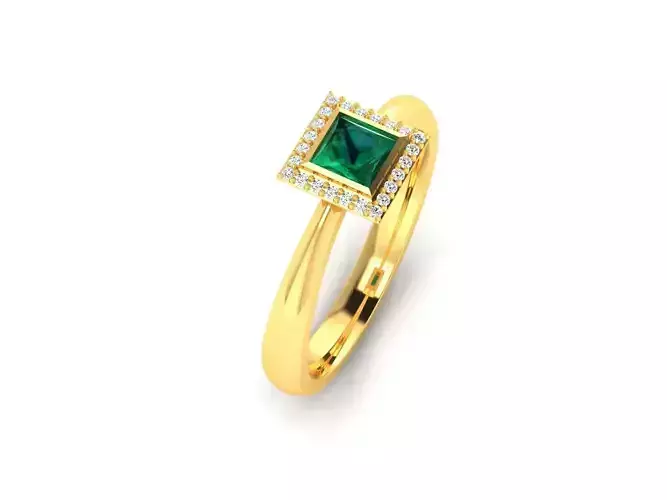 ring-7395 emerald and diamond ring