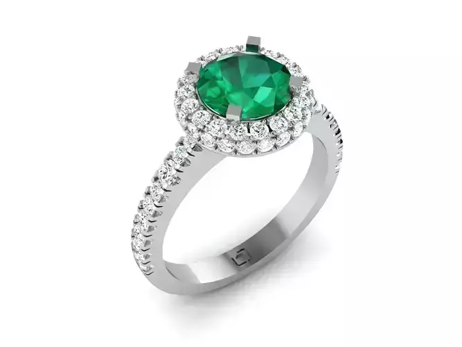 ring-7376 emerald and diamond engagement ring