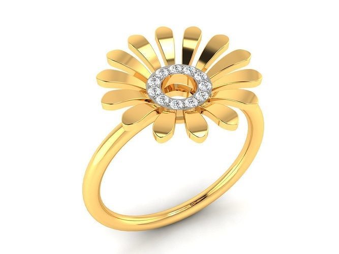 ring-7366 daisy ring gold 3D print model