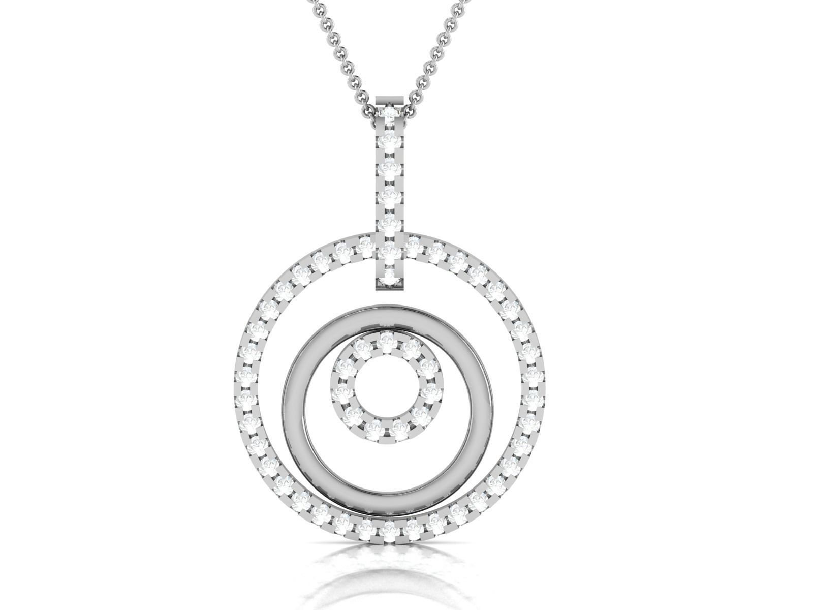 pendant-7307 silver chain with diamond 3D print model_2
