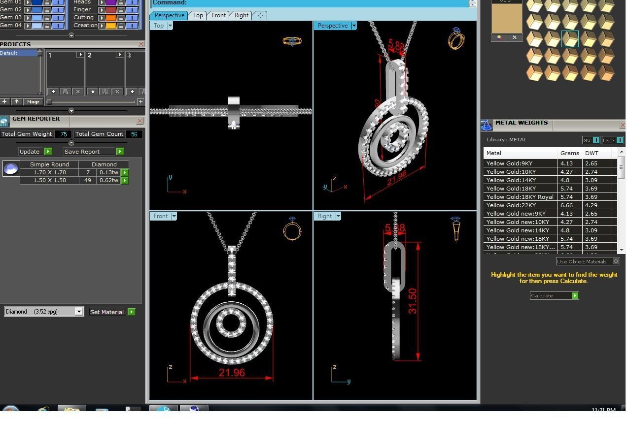 pendant-7307 silver chain with diamond 3D print model_6