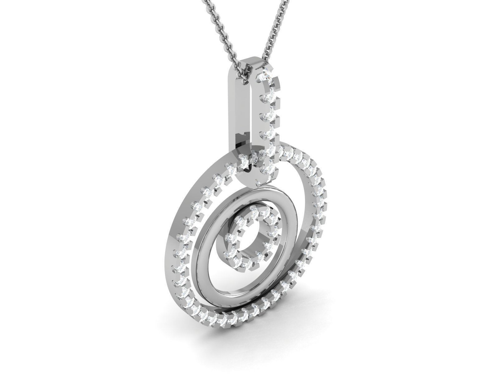 pendant-7307 silver chain with diamond 3D print model_1