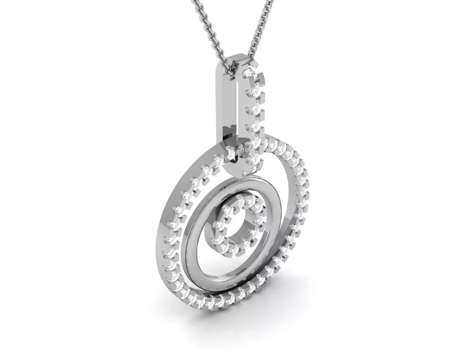 pendant-7307 silver chain with diamond 3D print model_0