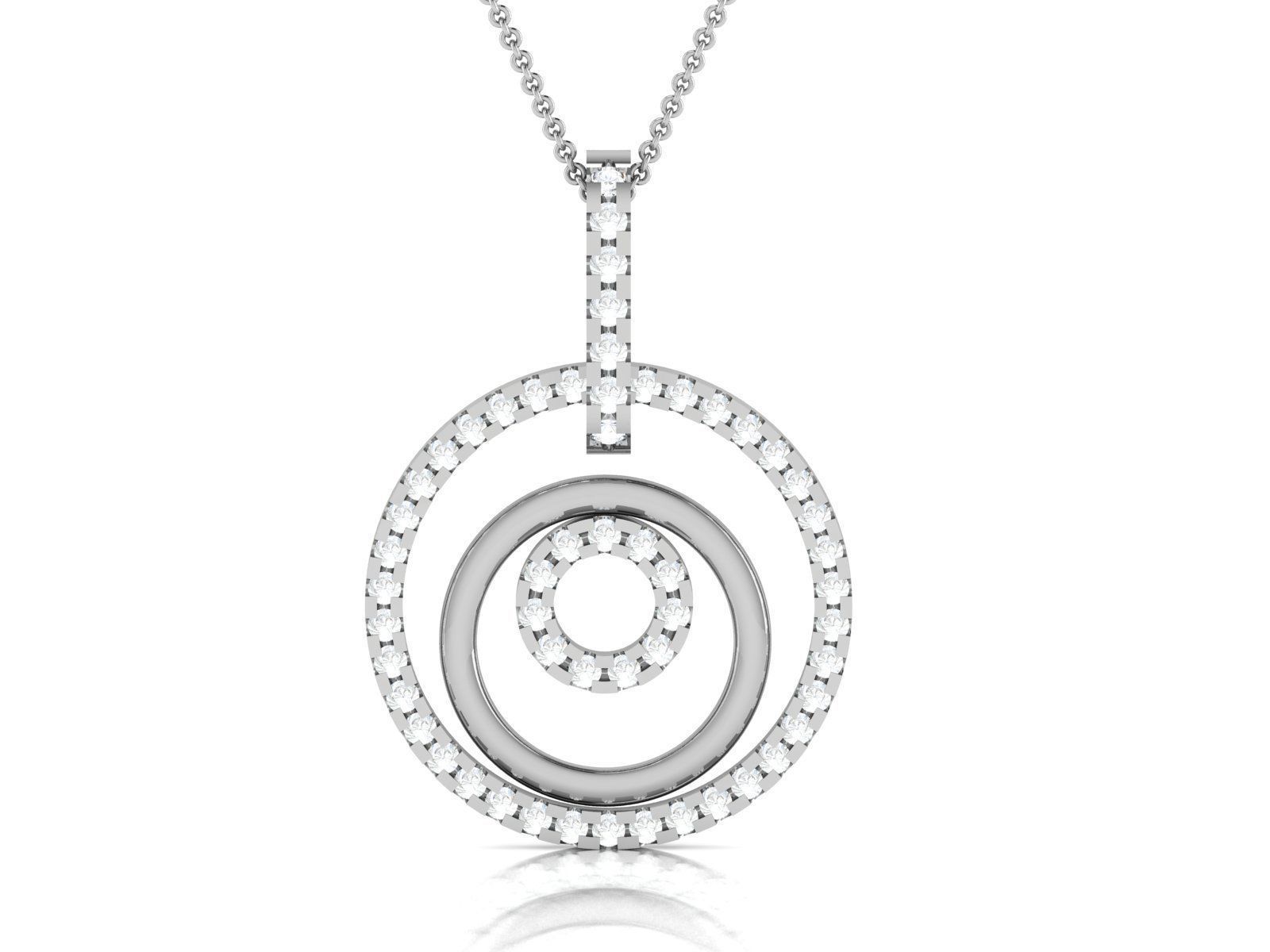 pendant-7307 silver chain with diamond 3D print model_3