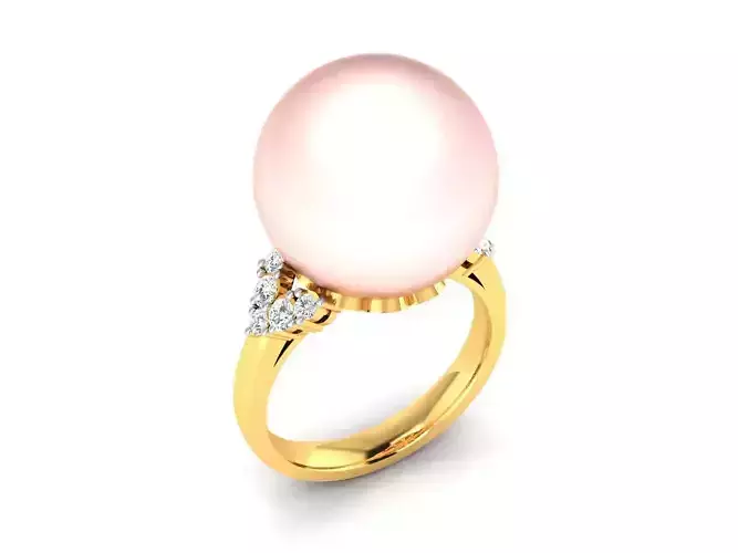 ring-7248 oval pearl and diamond ring