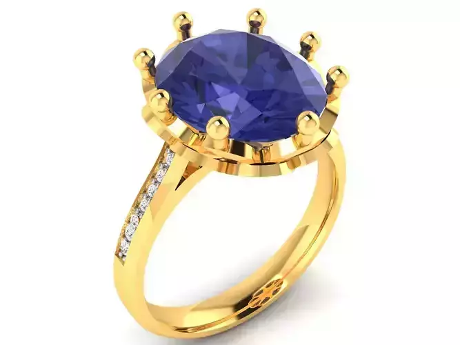 ring-7244 oval sapphire and diamond ring gold
