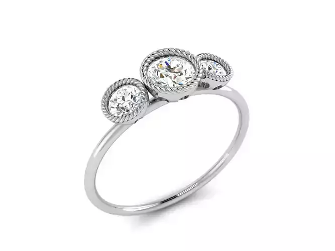 ring-7215 three stone diamond ring gold