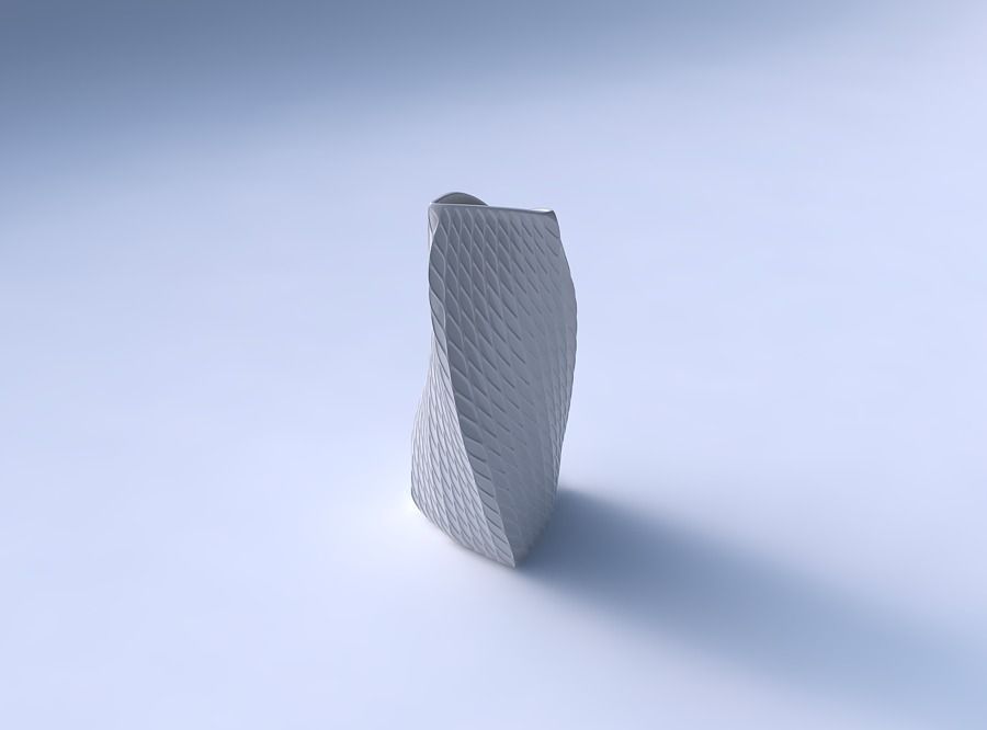 Vase twist curved tipping triangle with twisted diagonal grid... 3D print model_3