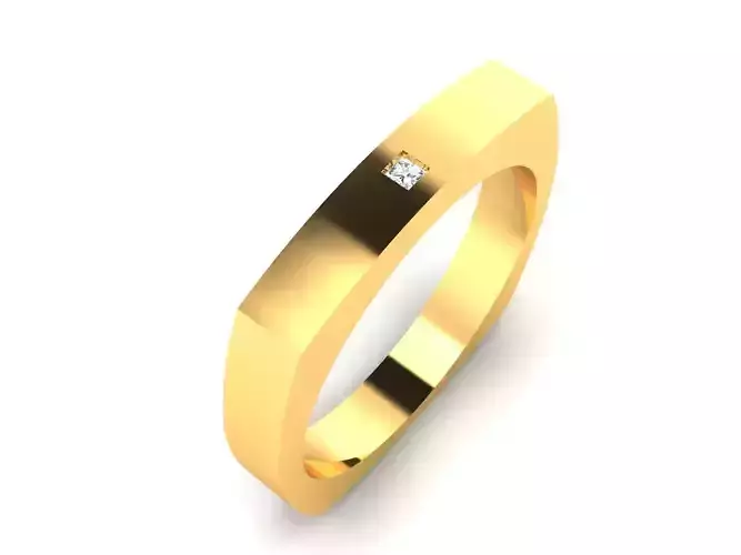 ring-7167 gold band with diamond in center