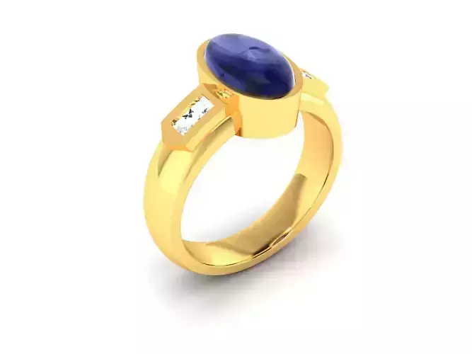 ring-7135 oval sapphire and diamond ring gold