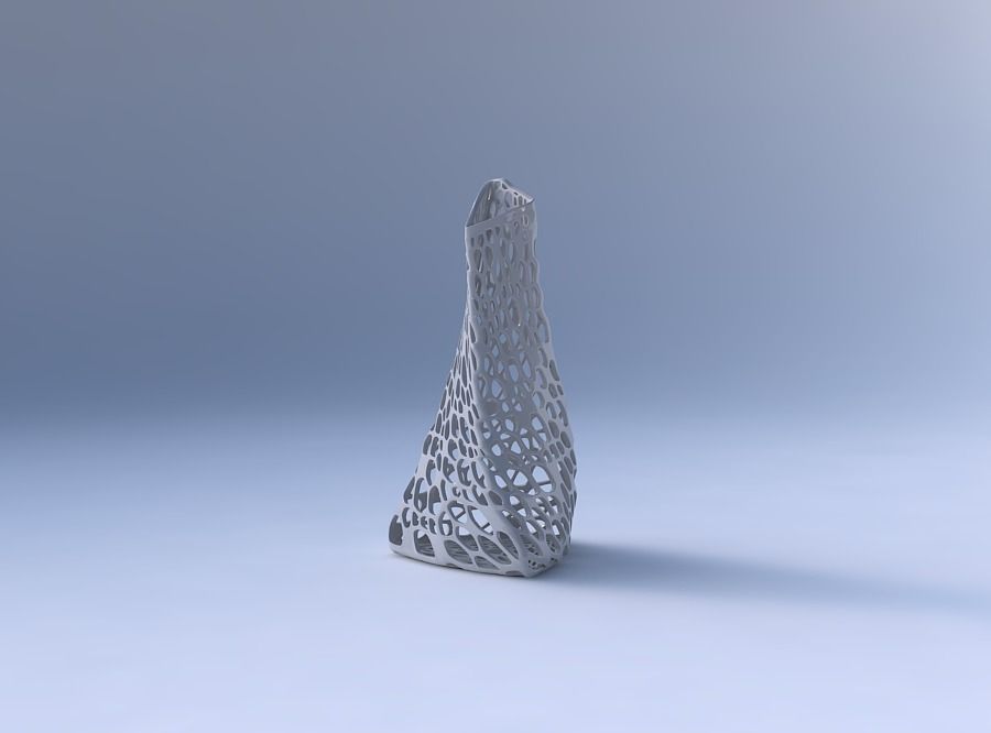 Vase twist grounded tilted triangle with dense organic lattice 3D print model_4