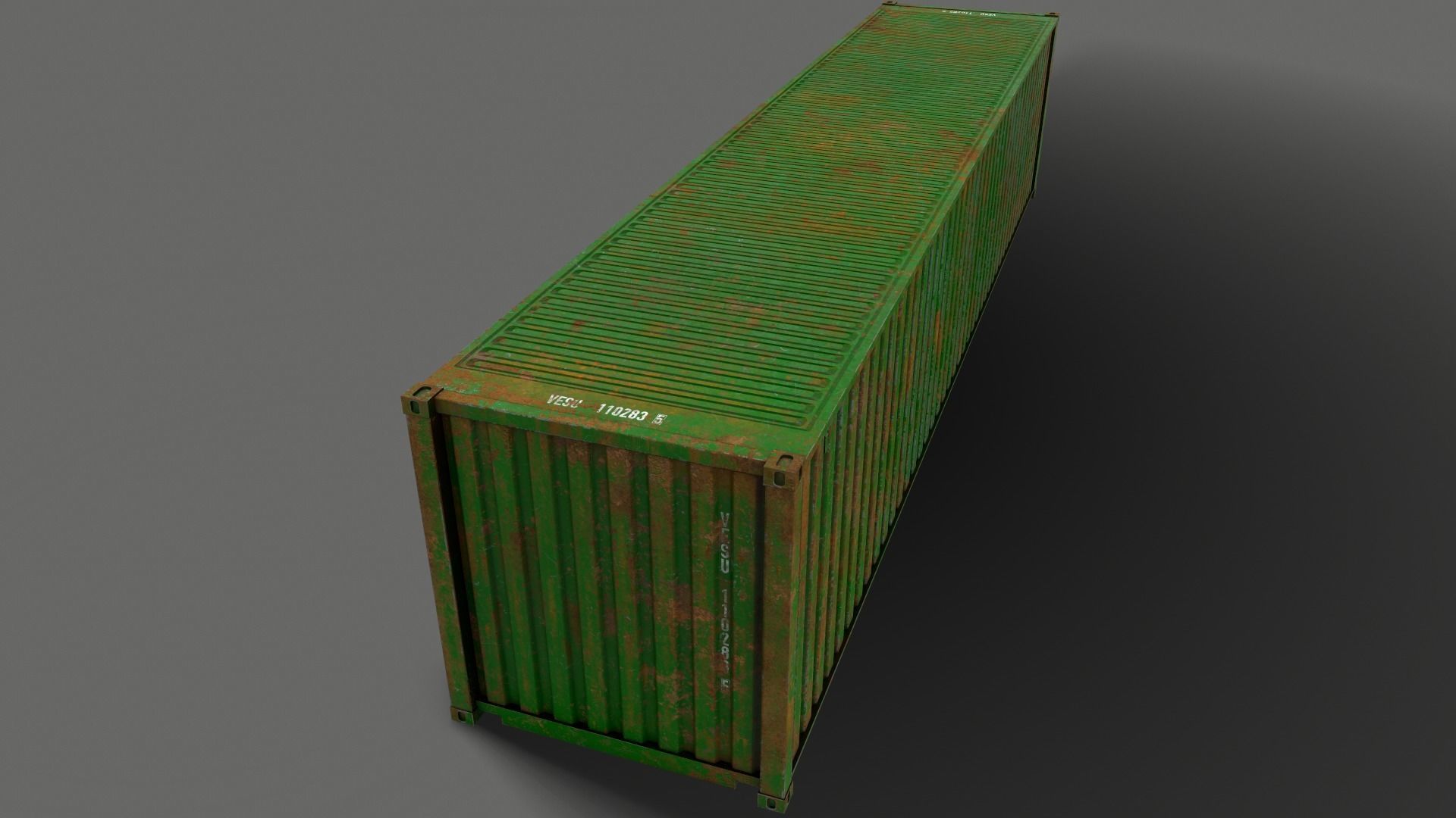 PBR 40 ft Shipping Cargo Container - Green Low-poly 3D model_14